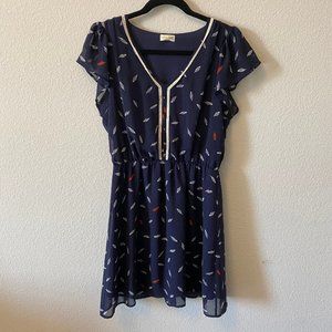 Blue fit and flare Feather Dress